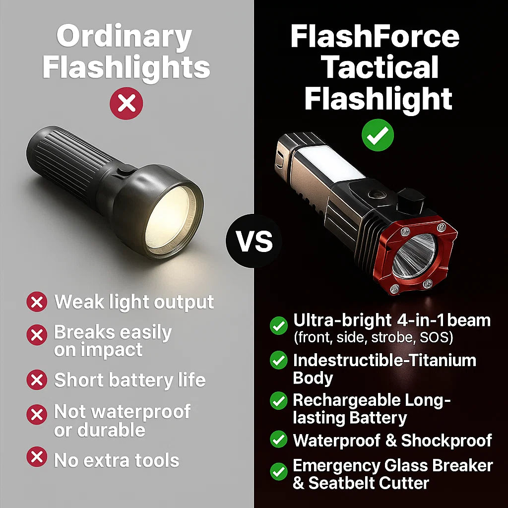 FlashForce® Tactical Flashlight 4-in-1 [UltraPower]